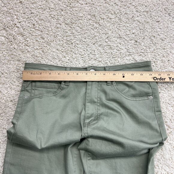 Risen Jeans Womens 28 Green Denim Mid Rise Straight Leg Raw Hem Normcore Basic - Picture 8 of 11